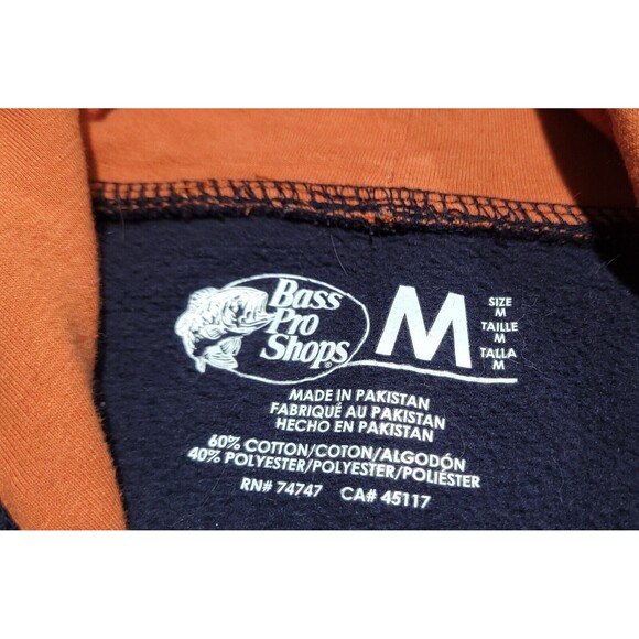 Bass Pro Shops John Morris Men's Hoodie Navy Blue Orange Promo Sweatshirt NWOT - Picture 6 of 7